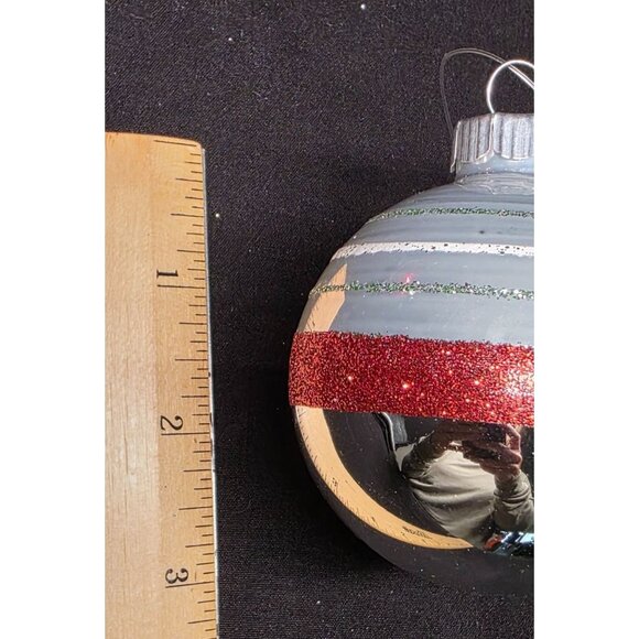 Christopher Radko Shiny Brite Vintage Style Flocked Striped Christmas Ornaments - Picture 4 of 4